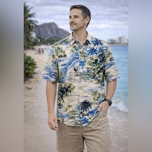 MENS SILK ICON HAWAIIAN SHIRT SS BUTTON DOWN TROPICAL FASHION
